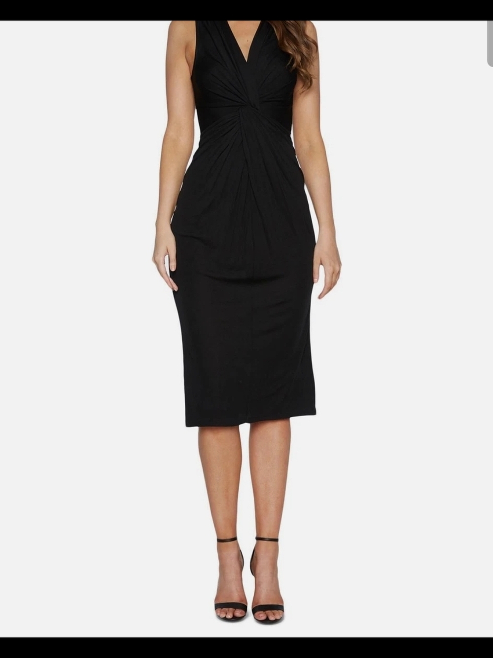 Bardot Black Twist-Front Midi Size 10 Dress